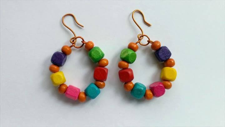 Colorful Earrings, Cool Wire and Wooden Bead Earrings - DIY Style