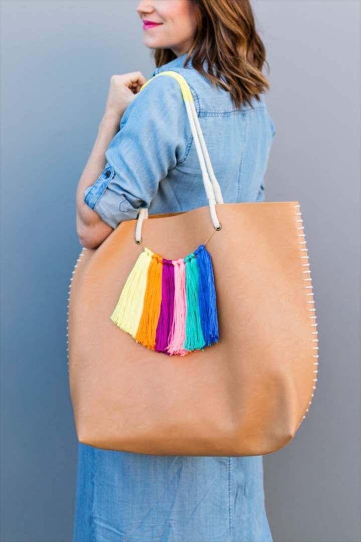 super simple DIY tassel tote bag