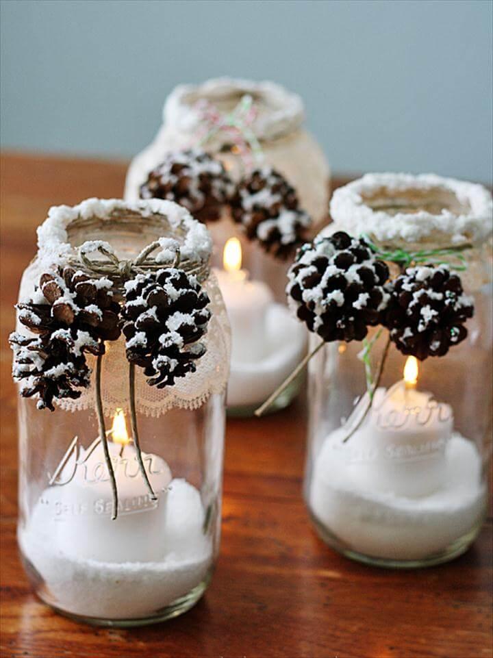 Simple mason jar Christmas decorations. Quick, easy, and inexpensive!