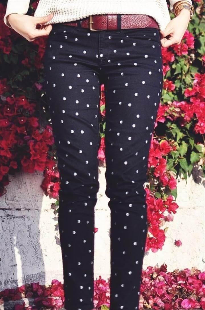 diy polka dot jeans, Polka Dots Skinny Jeans