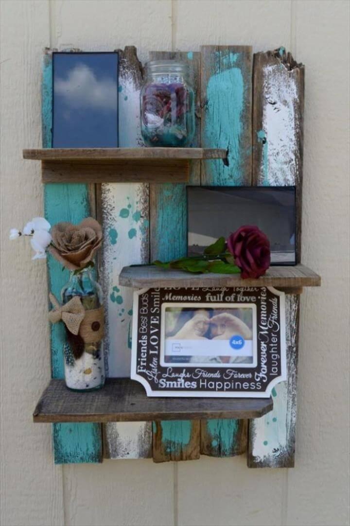 DIY Shelves and Do It Yourself Shelving Ideas - Simple Rustic Pallet Wall Shelf - Easy