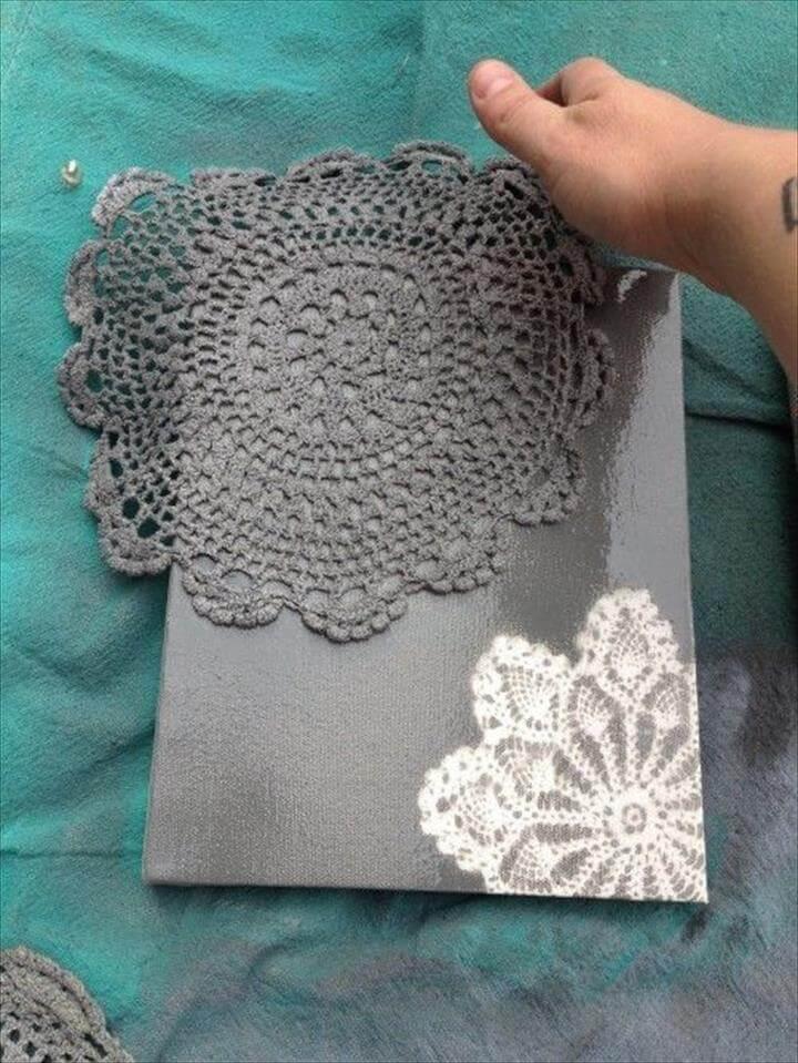 Use a doily and spray paint