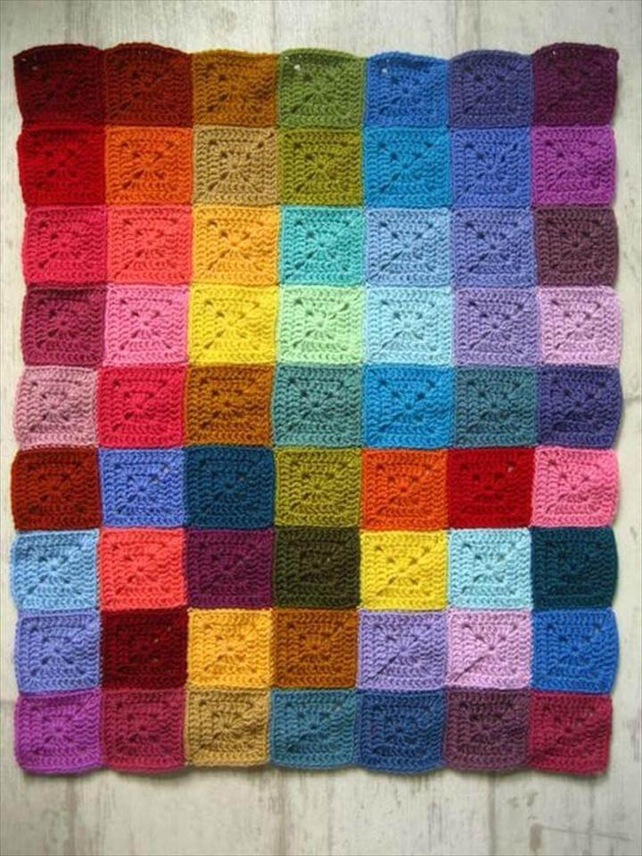 Best DIY Rainbow Crafts Ideas - Solid Granny Square - Fun DIY Projects With Rainbows Make