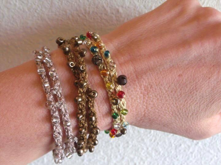 crochet a beaded bracelet or wrist .