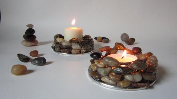 Create Earthy Stone Candle Holders