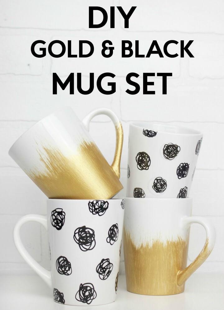 DIY Black Gold Mug Set