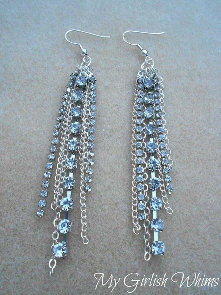 DIY Chain Rhinestone Earrings