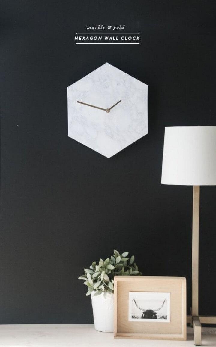 DIY Hexagon Marble Wall Clock