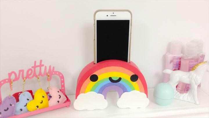 DIY Rainbow Phone holder-EASY Room Decor ideas.
