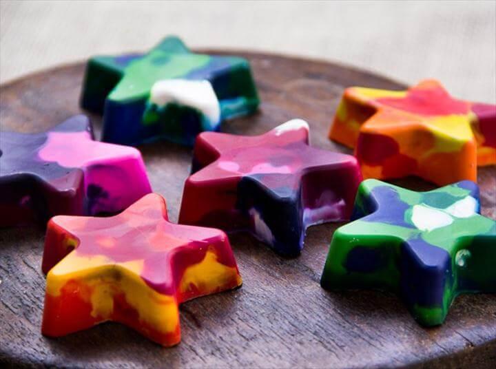 DIY Rainbow Star Crayons, diy stars, colorful stars, rainbow stars
