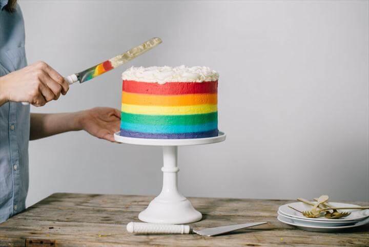 DIY Rainbow Surprise Cake, fun birthday cake ideas, rainbow cake recipes