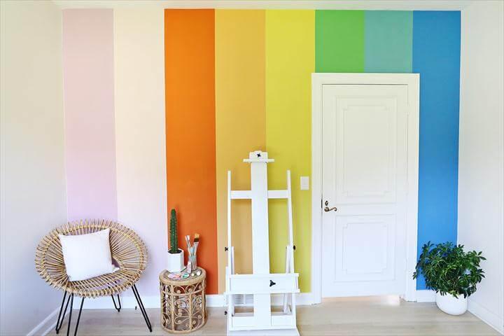 DIY rainbow wall with chalk paint