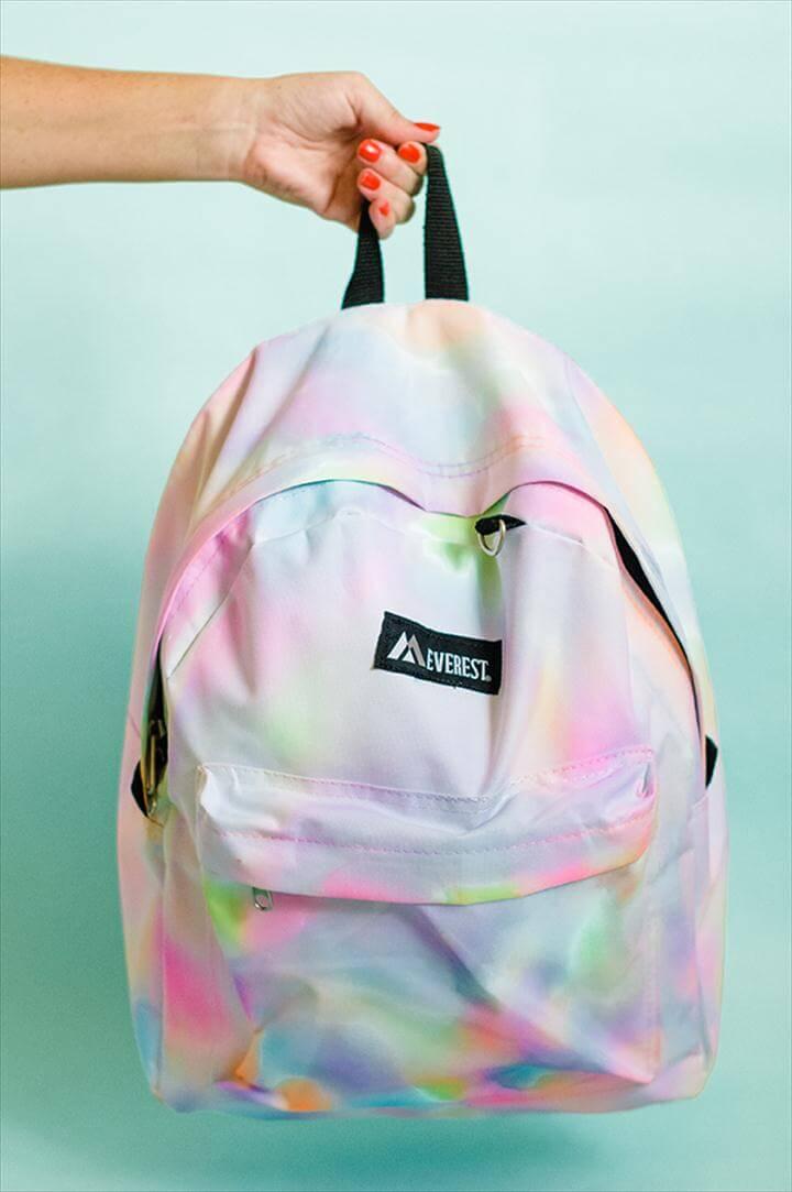 DIY Rainbow Watercolour Backpack
