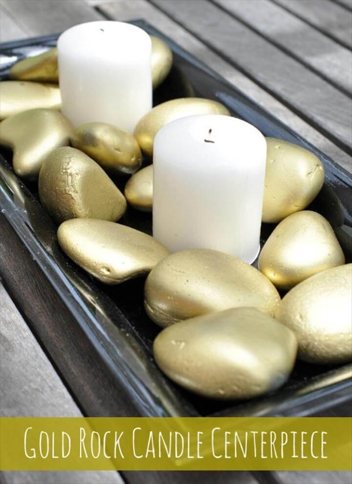 DIY Home Decor Projects: Rock Candle Centerpiece
