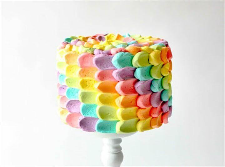 rainbow petal cake