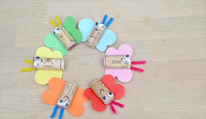 Lovely DIY Rainbow Butterfly Cork Craft To Try With Kids