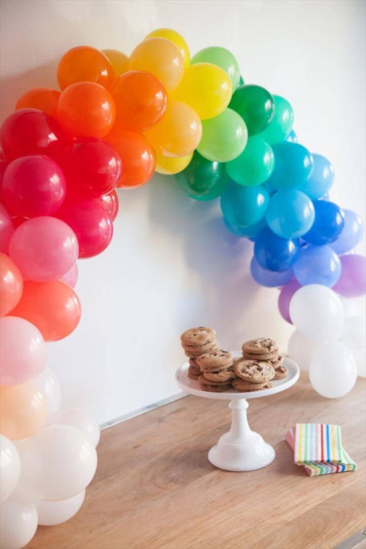 mini rainbow balloon arch