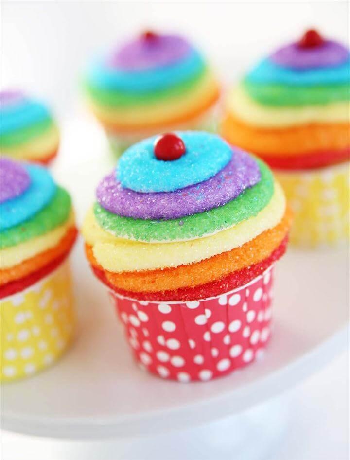 easy rainbow cupcakes