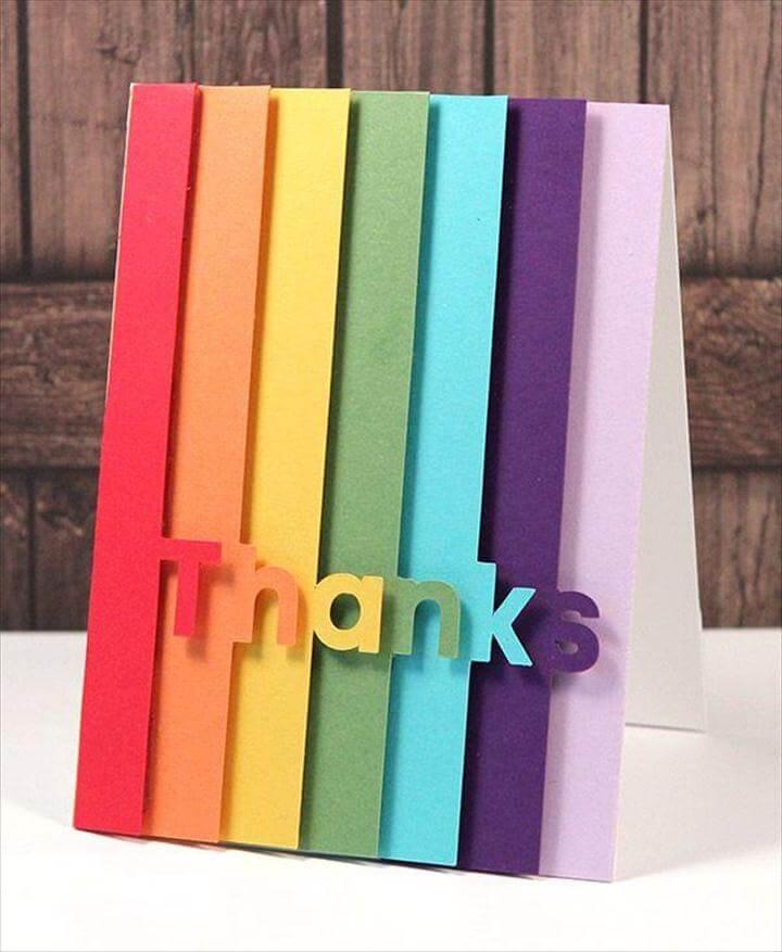 Rainbow thank you DIY card