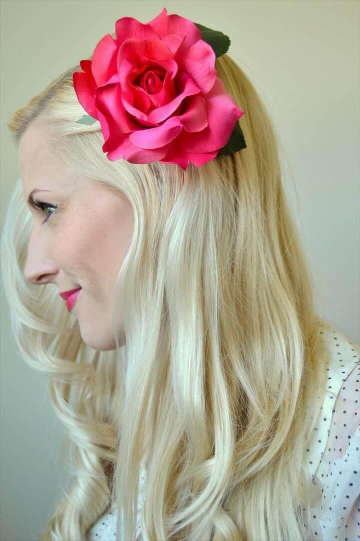 flower hair clip, diy hair clip, diy clip tutorial