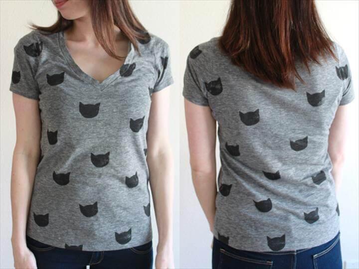 DIY cat stamp tee