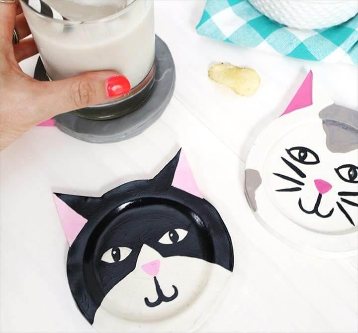 DIY cat coasters, space saving idea