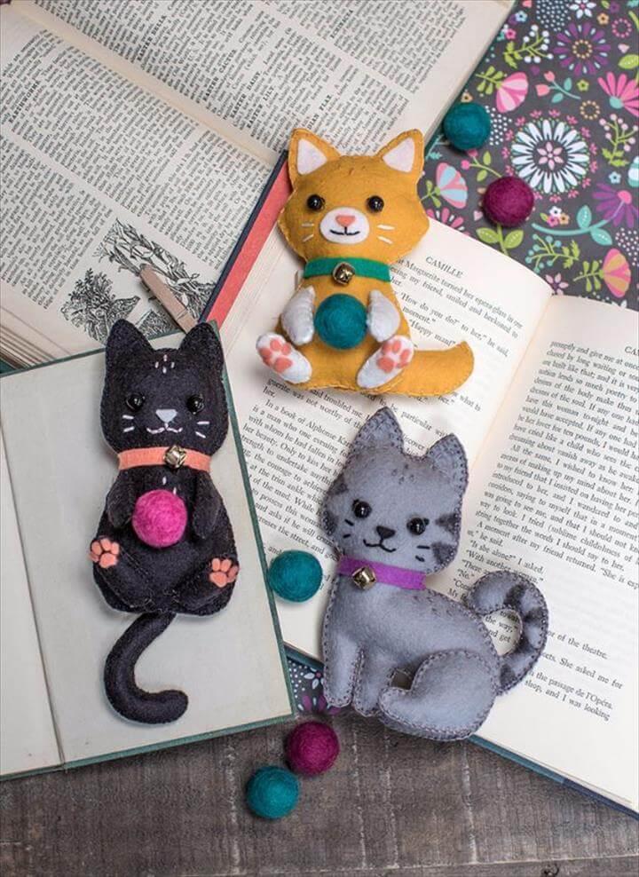 DIY Ideas With Cats - DIY Felt Craft Kittens - Cute and Easy DIY Projects for