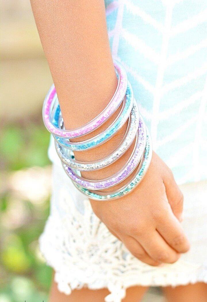 DIY Glitter Vinyl Tube Bracelets Tutorial