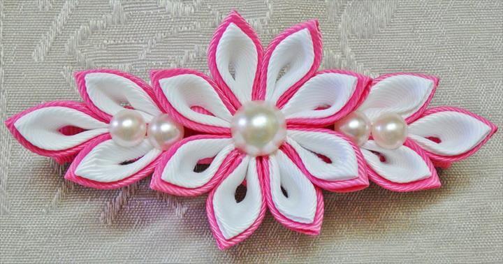 DIY kanzashi flower hairclip, kanzashi flower tutorial