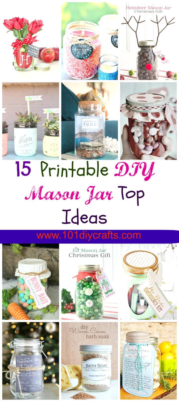 15 DIY Printable Mason Jar Top Ideas