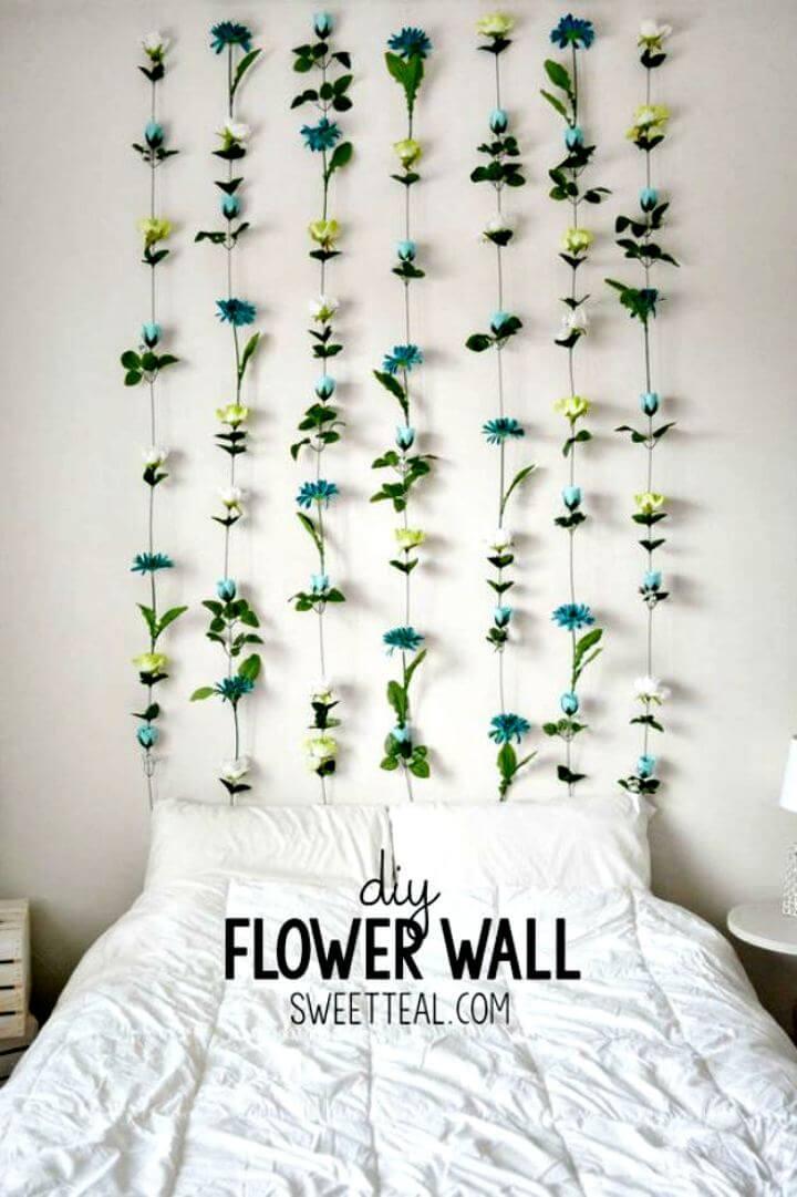 DIY flowers wall, Wall decor idea, flower idea, room decor flowers, home decor, diy crafts, do it yourself