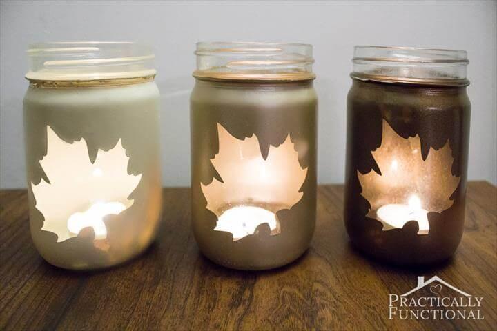 leaf mason jar candle holder