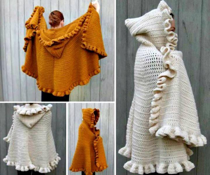 HOODED CAPE CROCHET, diy hooded pattern, diy crochet pattern, diy pattern ideas