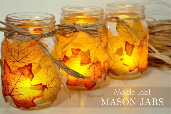  leaf mason jar candle holder from mason jar