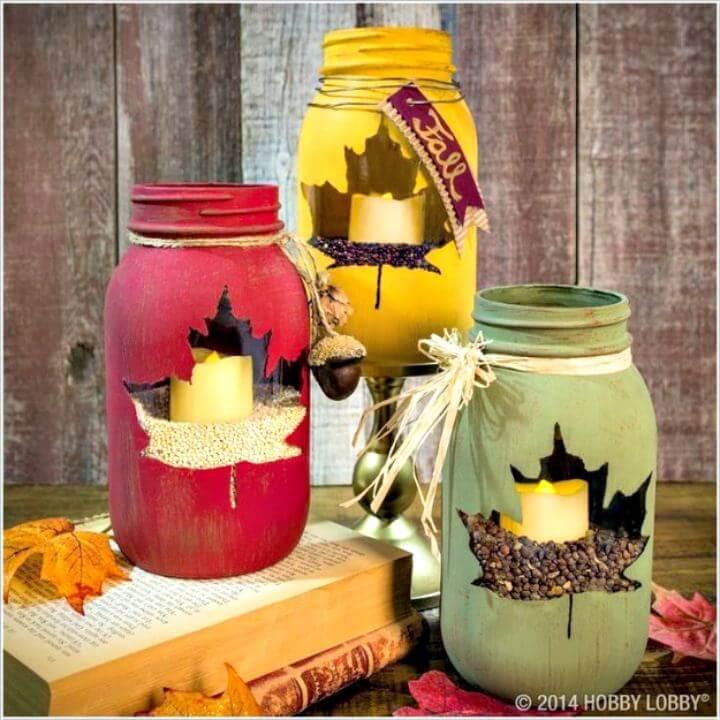 maple leaf mason jar, diy mason jar, diy crafts and projects, diy leaf