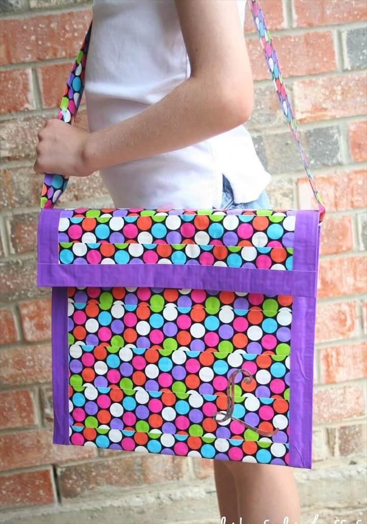 monogrammed duct tape messenger bag