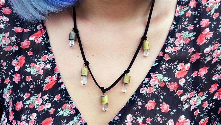 DIY Faux-Bullet Crystal Necklace