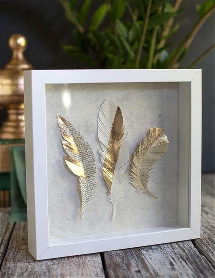 DIY Paper Feathers in Gold