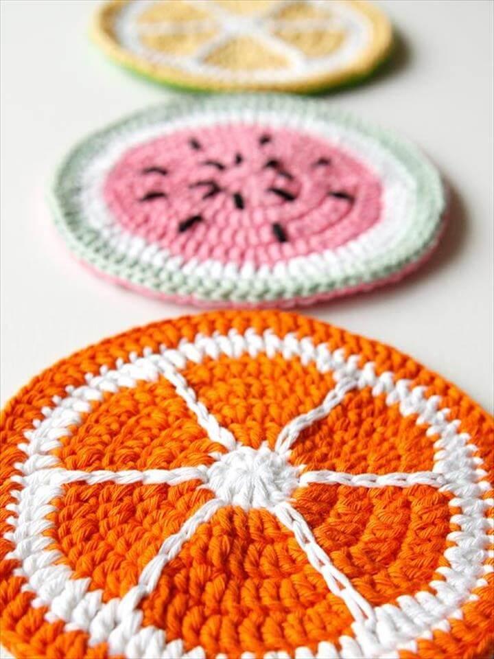 Crochet Fruit Slice Potholders
