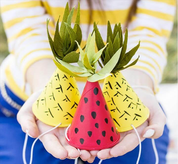 Fun tutti frutti party hat tutorial