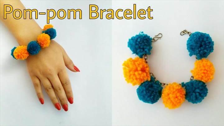 Pom-Pom Bracelet - Wool Bracelet -