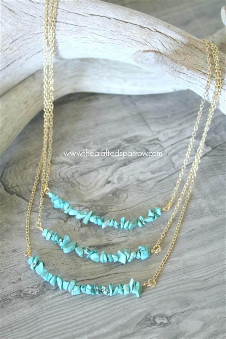 DIY SIMPLE TURQUOISE NECKLACES