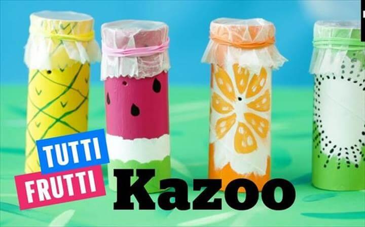 tutti frutti kazoo out of a toilet paper roll