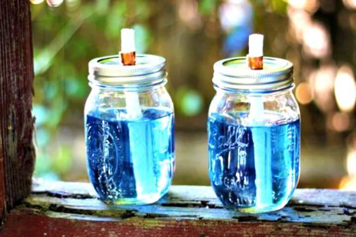 Lighting water mason jar, mason jar citronella torches, diy water mason jar