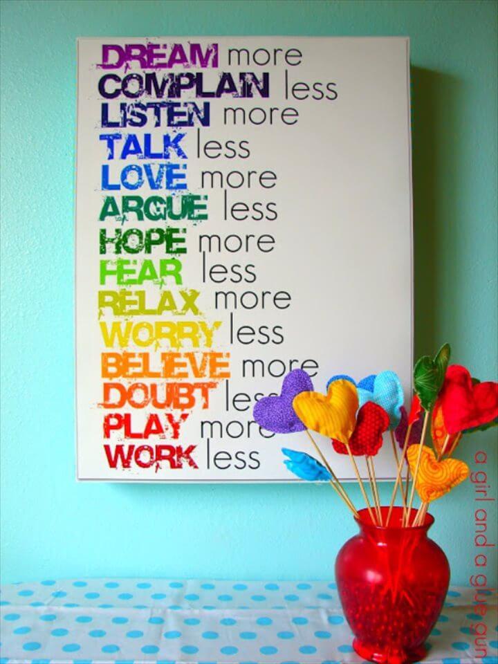DIY Room Decor for Girls - Rainbow Text Wall Art - Awesome Do It Yourself