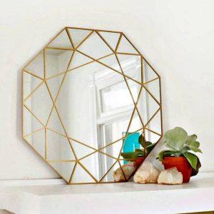gem mirror room decor, home decor mirror, diy wall decor, diy mirror hanging idea