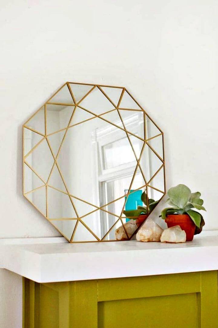 gem mirror room decor, home decor mirror, diy wall decor, diy mirror hanging idea