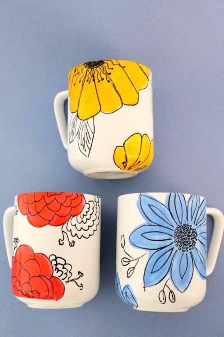diy coffee mug ideas, coffee mug projects, glitter coffee mug