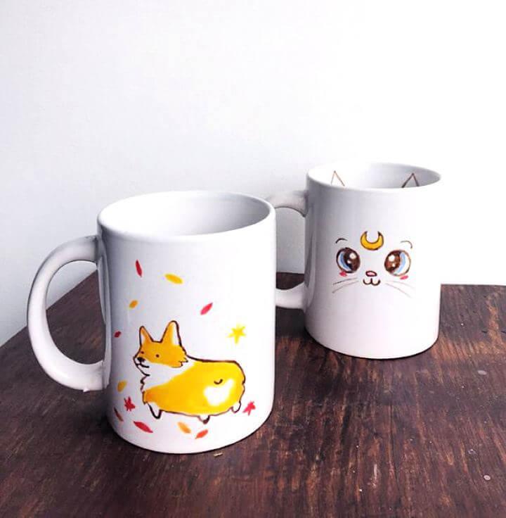 glitter mug ideas, diy mug ideas, handmade mug ideas, painted mug ideas