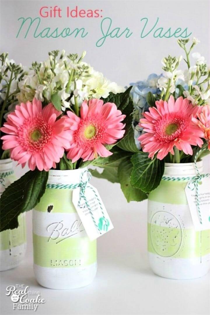 painted mason jar, mason jar with flowers. gift mason jar